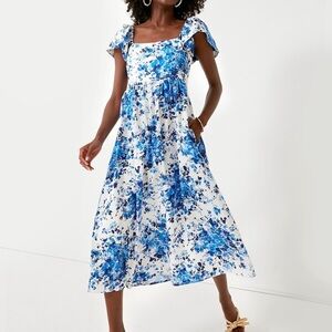 Tuckernuck Bluebell Meadows Cecily dress, blue & white size XS